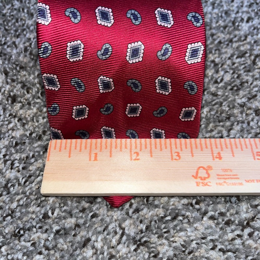 Brooks Brothers Makers Silk Tie Burgundy Red Paisley Geometric USA Made